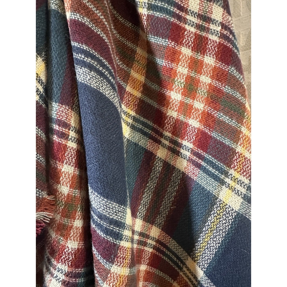 NEW BLACK TAN GREEN PLAID SQUARE BLANKET SCARF WRAP DEEP NAVY WOMENS ACCESSORIES
